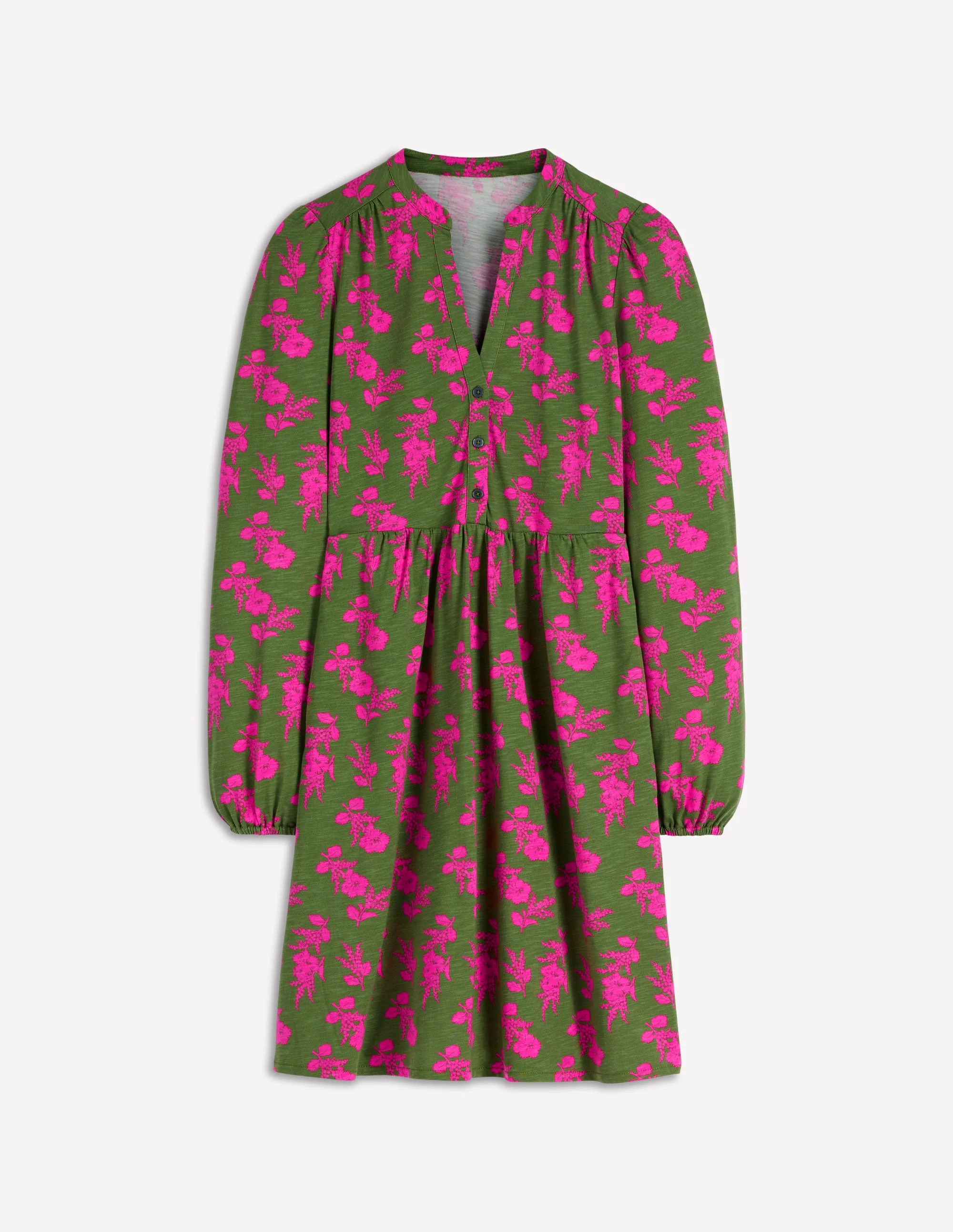 Amy Short Jersey Dress-Pink and Green Floral | Boden (US)