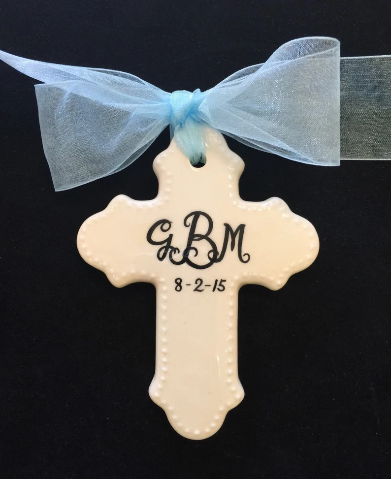 Baptism gift, Christening, Easter or Baby Shower Gift, personalized cross ornament | Etsy (US)