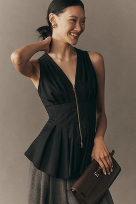 Maeve Waisted Zip-Front Sleeveless Top | Anthropologie (US)