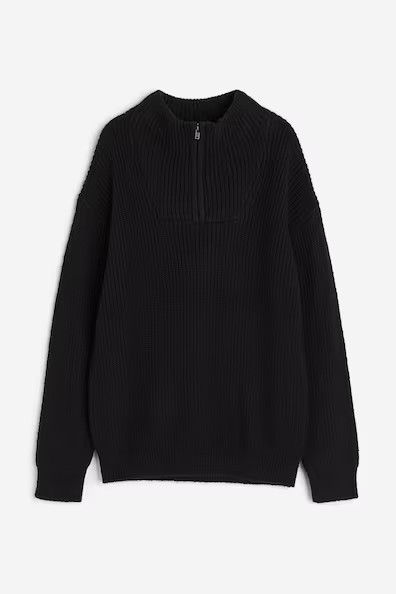 H & M - Half-zip Sweater - Black | H&M (US + CA)
