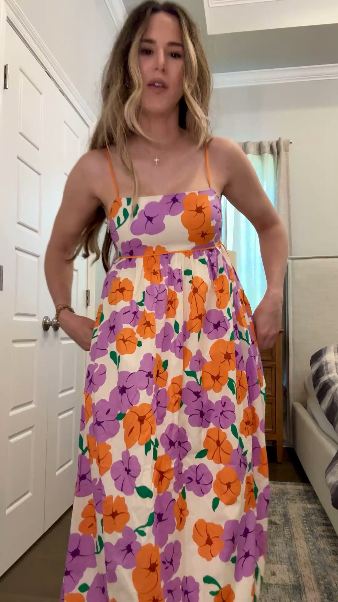 Loving this maxi dress for summer! Runs TTS- it’s fitted in the bust. I am wearing size XS and I’m a 32” C with no extra room to spare. 
Bump friendly, adjustable straps and has pockets.

I’m 5’4” for height reference- it hits right below my ankle with flat sandals. 

#summer #maxi #dress #casual #pinkhaven 

#LTKSaleAlert #LTKPlusSize #LTKFindsUnder100