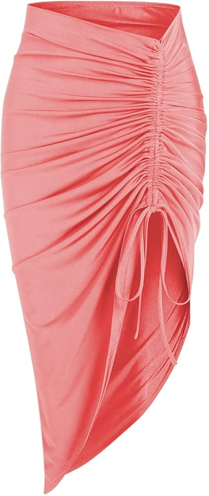 ZAFUL Women's Boho Skirt Asymmetrical Skirts Tied Floral Paisley Printed High Waist Ruched Skirts... | Amazon (US)