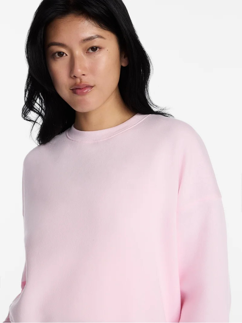 No Boundaries Boxy Fleece Sweatshirt, Midweight, Women's XXS-XXL | Walmart (US)