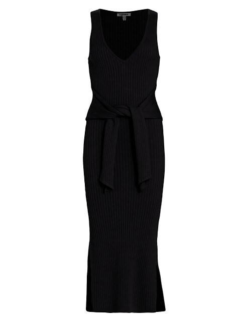 Belted Cotton Rib-Knit Midi-Dress | Saks Fifth Avenue