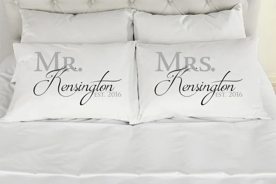 Mr. and Mrs. Personalized Couples Pillow Cases (Set of 2) Printed Pillowcases Wedding Anniversary... | Etsy (US)
