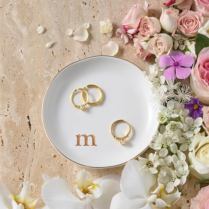 Lolalet Handmade Ceramic Ring Dish Jewelry Tray Plate with Initial, Small Monogram Gift for Her W... | Amazon (US)