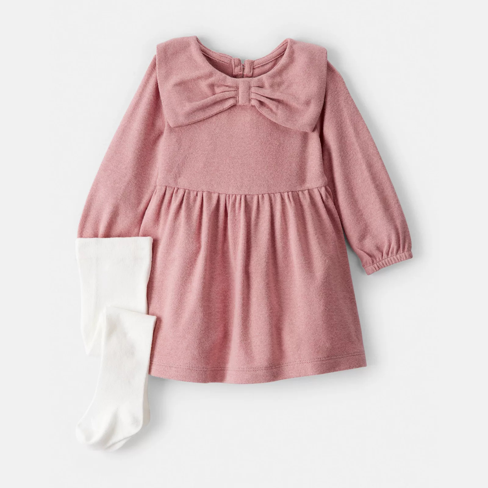 Baby Girls Carter's Bow Collar Long-Sleeve Dress & Tights Set, Girl's, Size: Newborn, Pink Bow | Kohl's