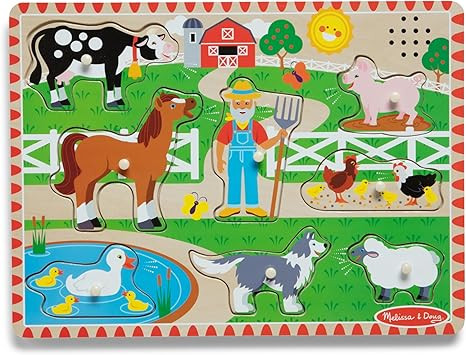 Melissa & Doug Old MacDonald's Farm Sound Puzzle With Light-Activated Sound Effects Farm Animal T... | Amazon (US)
