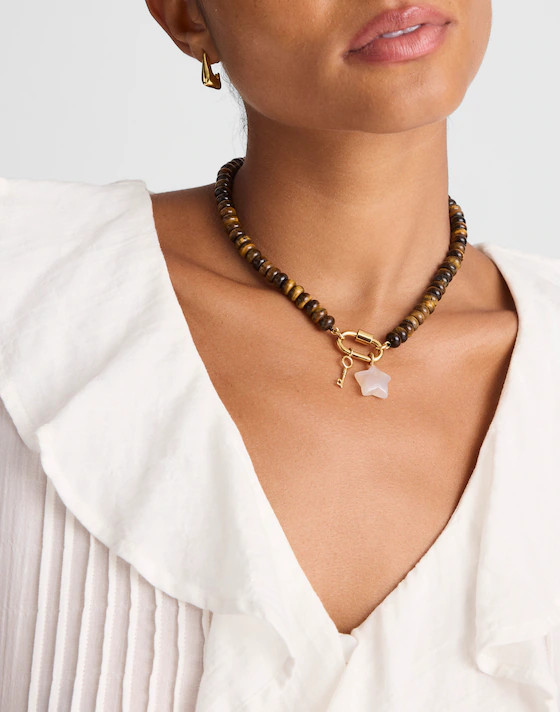 Semiprecious Beaded Carabiner Charm Necklace | Madewell