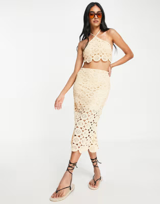 ASOS DESIGN crochet set in apricot | ASOS | ASOS (Global)