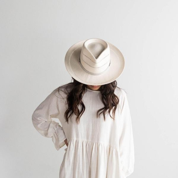 Arlo Grey Band - Straw Teardrop Fedora | Gigi Pip