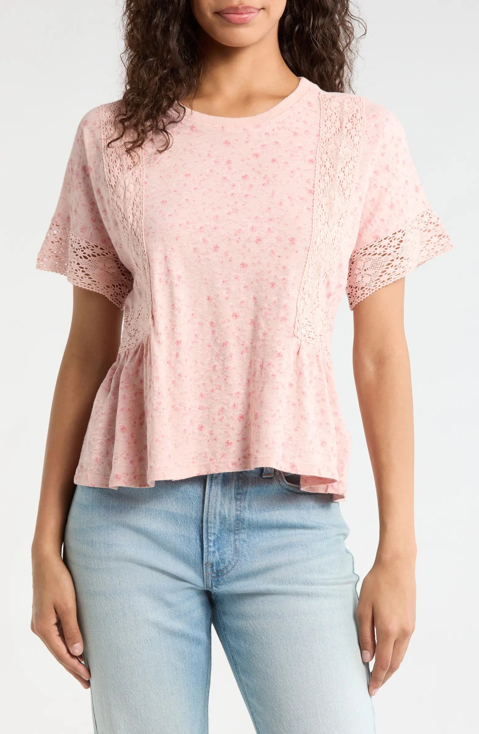 Lace Trim Peplum T-Shirt | Nordstrom
