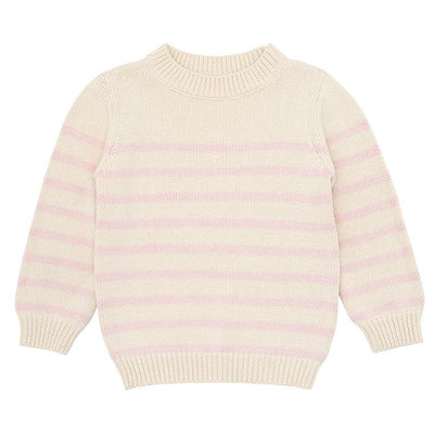 cream and pink stripe knit sweater | minnow