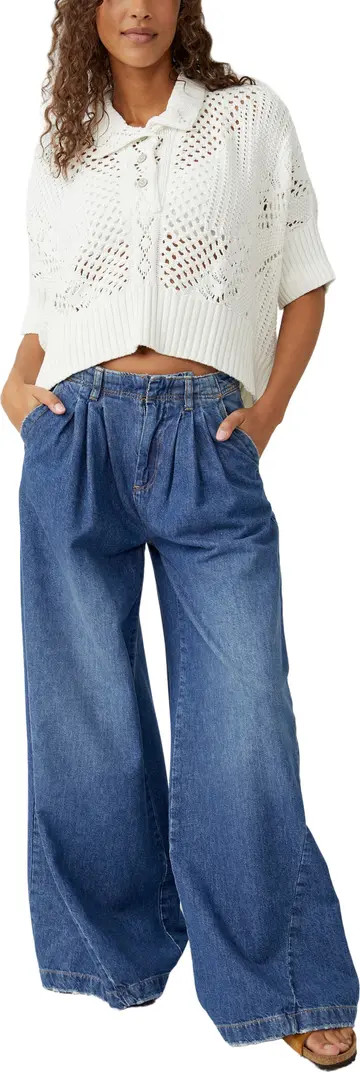 Free People To the Point Open Stitch Polo Sweater | Nordstrom | Nordstrom