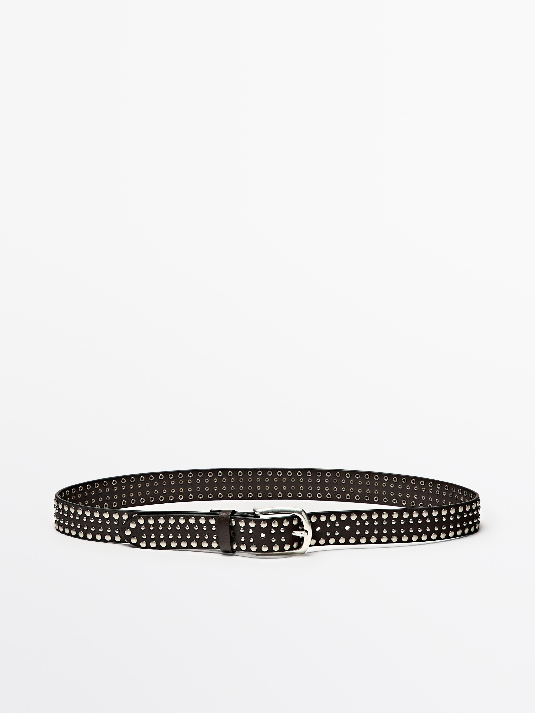 Nappa leather studded belt | Massimo Dutti UK