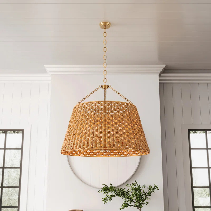 Southhampton 6-E26 Light 40W Rattan Pendant Light Farmhouse Woven Dome Wicker Pendant Light | Wayfair North America
