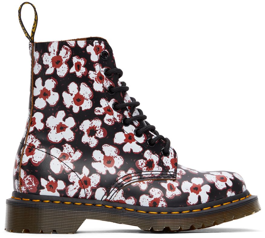 Black & Red Floral 1460 Pascal Boots | SSENSE