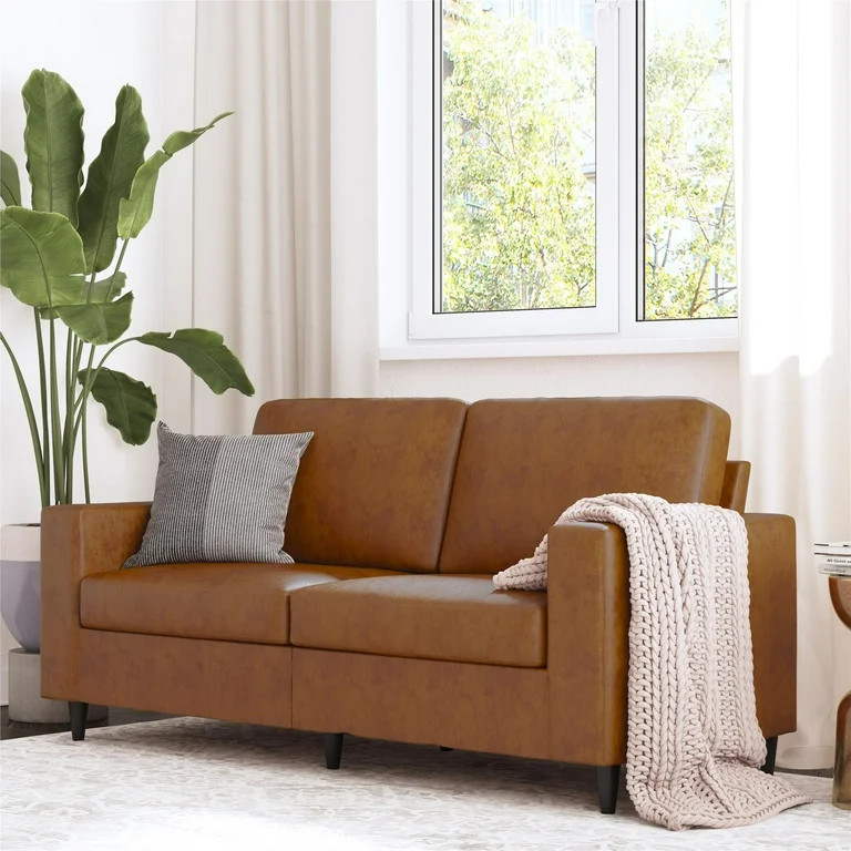 DHP Cooper 3 Seat Sofa, Living Room Furniture, Camel Faux Leather | Walmart (US)