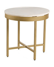 20x20 Carlton Marble Top Round Side Table With Iron Base | Marshalls