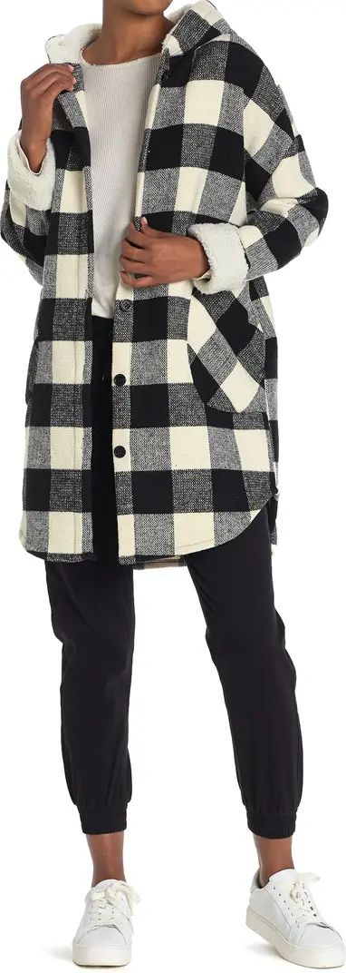 Faux Shearling Hooded Buffalo Plaid Shacket | Nordstrom Rack