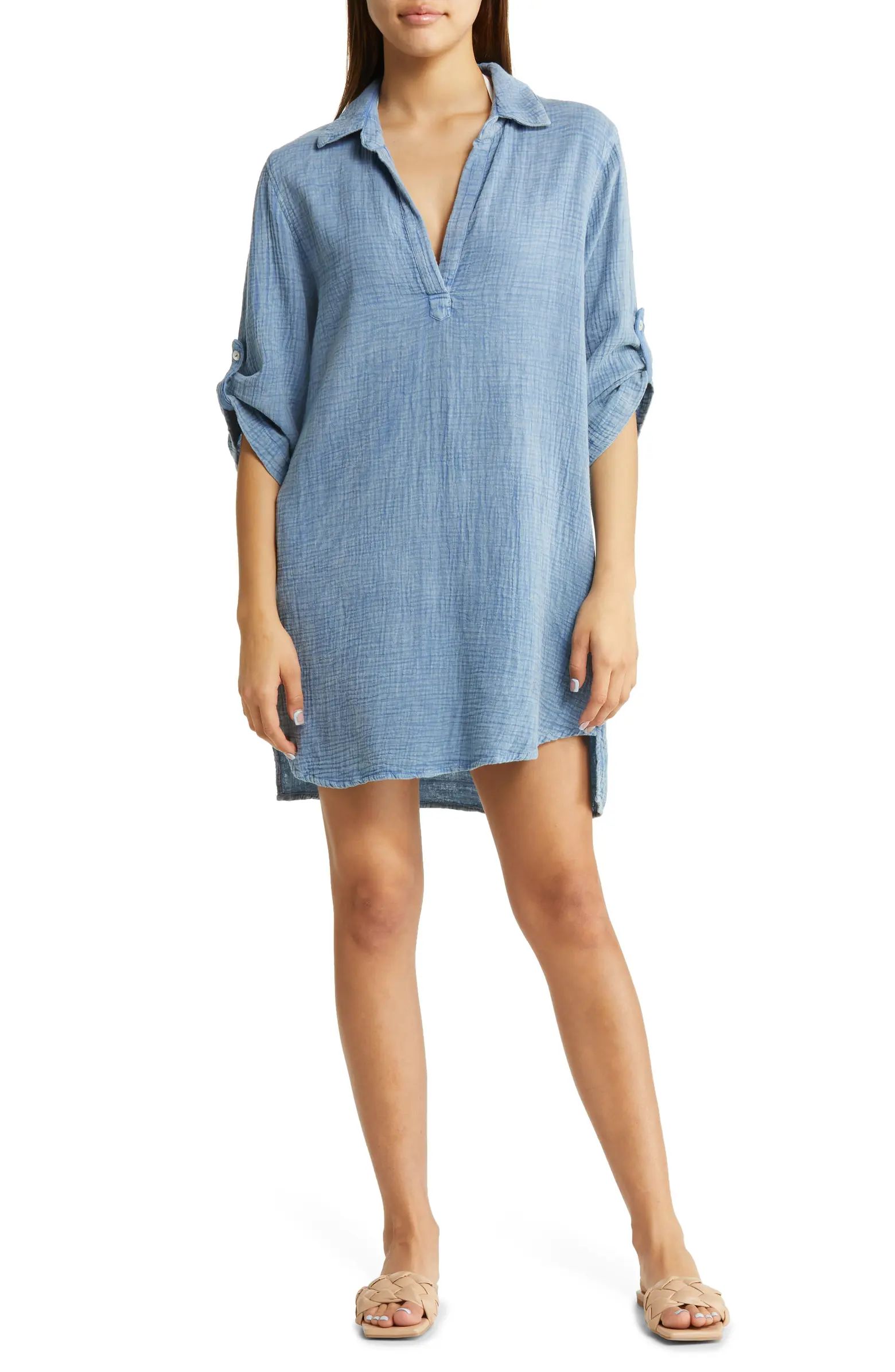 Johnny Collar Cotton Cover-Up Shirt | Nordstrom