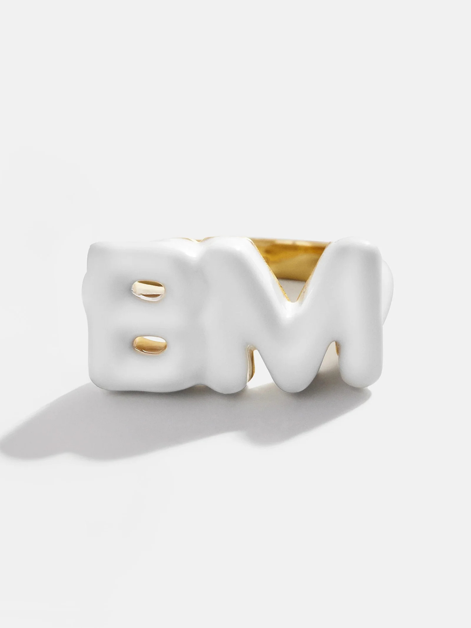 Block Enamel Custom Initial Ring - White | BaubleBar