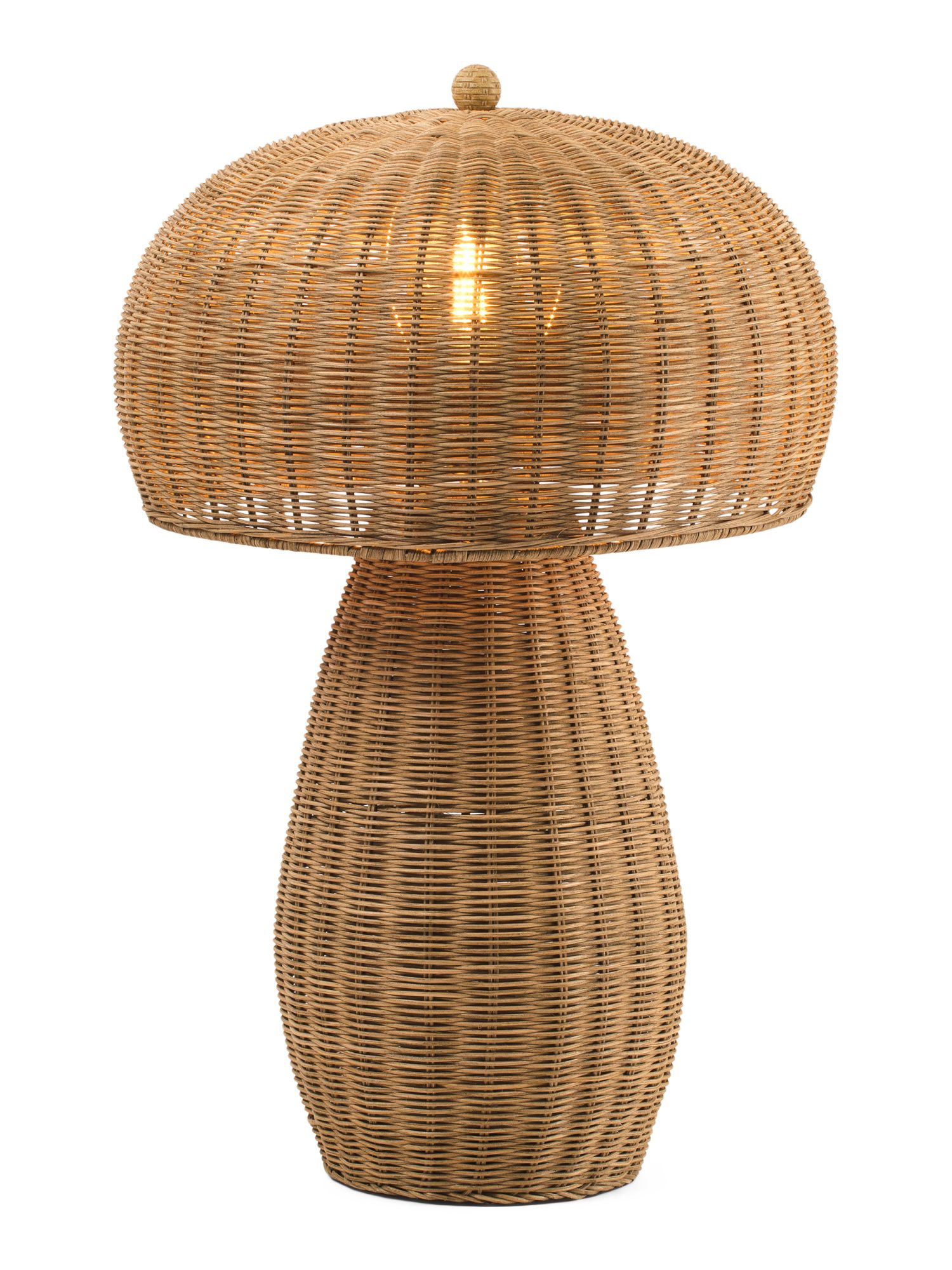 25in Woven Rattan Mushroom Table Lamp | TJ Maxx