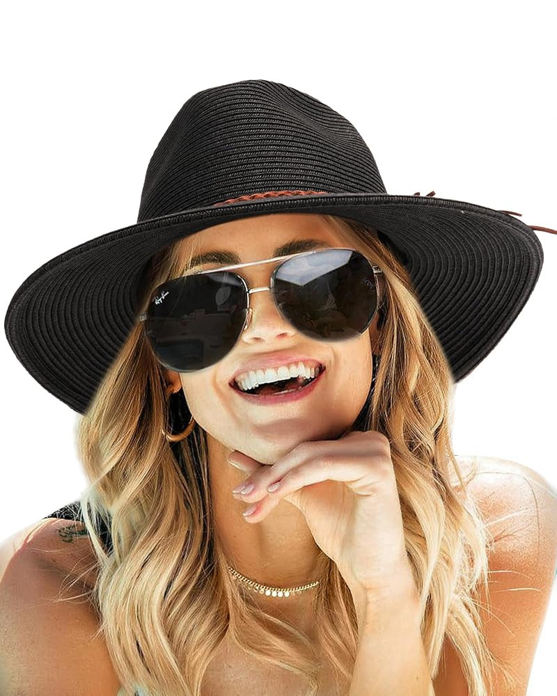 FURTALK Sun Hats for Women Summer Wide Brim UV UPF 80+ Panama Fedora Foldable Packable Straw Beac... | Amazon (US)