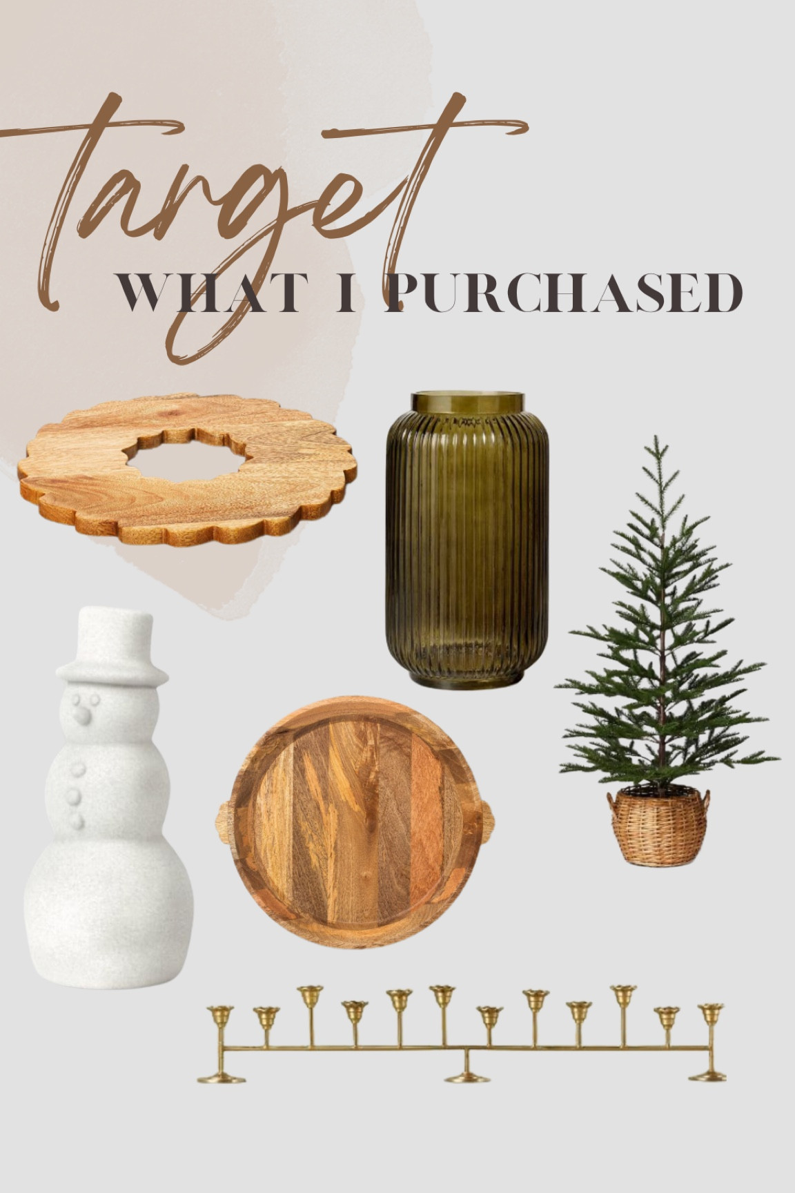 What I purchased at target today! Christmas decor - flocked snowman - wreath board - wooden tray - vase - candelabra - Christmas tree - Christmas tree board - Christmas home decor 

#LTKHoliday #LTKSeasonal #LTKhome