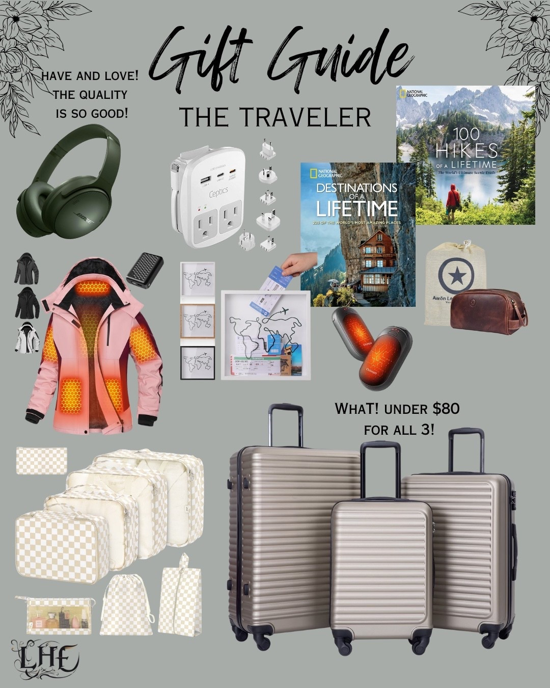 Great gift ideas for those on your list that like to travel and are on the adventurous side! Shop by clicking the thumbnails😉 luggage, suitcase sale, suitcase, travel essentials, world traveler, gift ideas, gifts, gift guide, headphones, headset, jacket, heated jacket, gifts for her, gifts for him, traveling

#LTKTravel #LTKSaleAlert #LTKGiftGuide