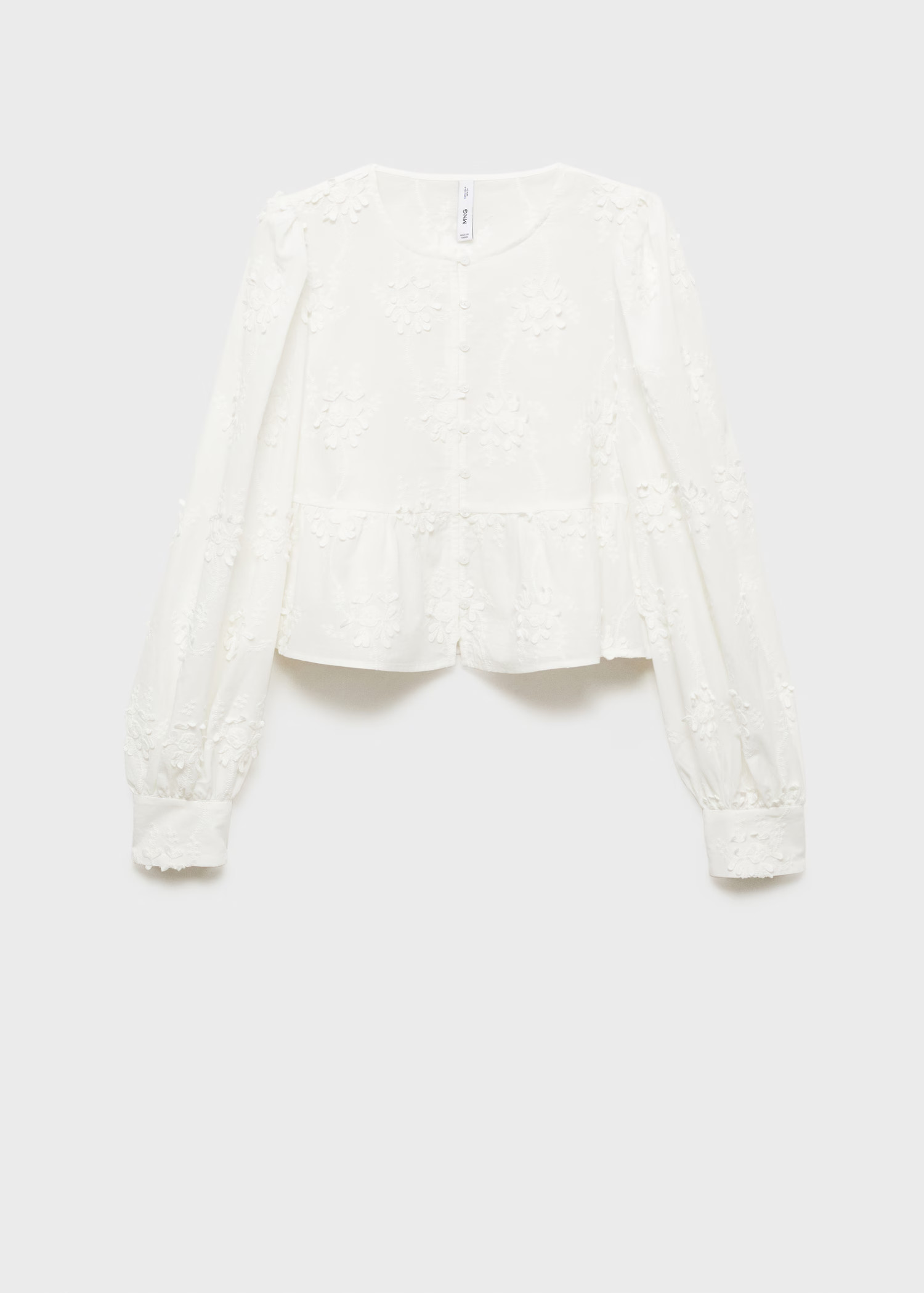 Flower-embroidered cotton blouse - Women | MANGO United Kingdom | MANGO (UK)