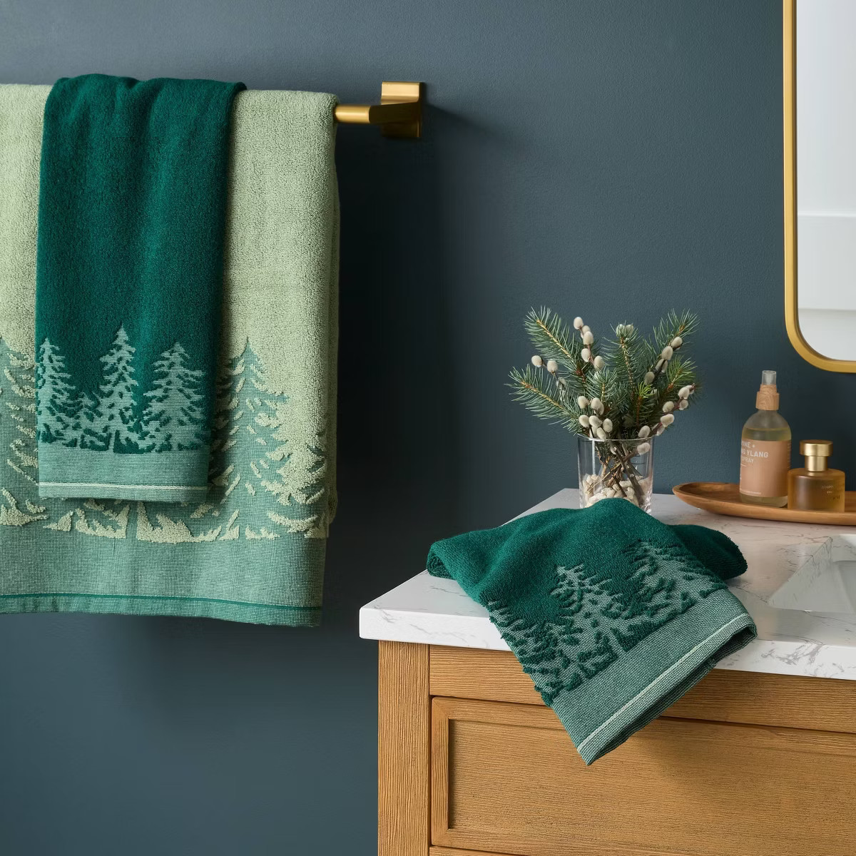 2pk Winter Tree Christmas Hand Towel Green - Threshold\u2122 | Target