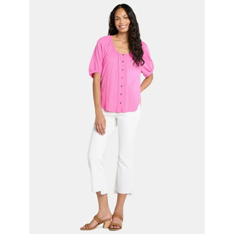Time and Tru Women's Cotton Peasant Top, Sizes XS-XXXL - Walmart.com | Walmart (US)