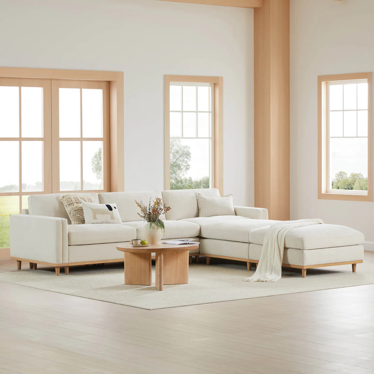 Liam 5-Piece Overstuffed Feather Wood Base Sectional Sofa| Luxurious Comfort | Chita