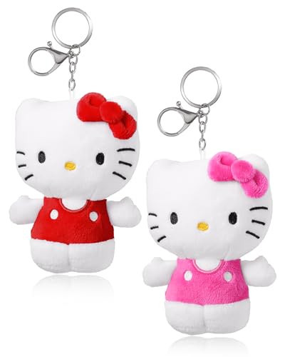 SALLY ROSE Hello Kitty Keychain Plush Set of 2, Cute Keychains, Hello Kitty Bag Charm for Backpack and Purse, Sanrio Gifts | Amazon (US)