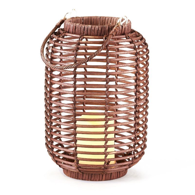 Lakeside Wicker and Rattan LED Candle Lantern with Cage Look | Target