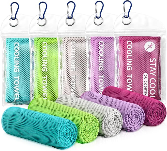 Cooling Towels - 5 Pack Gym Towels, Gym Towel for Working Out, Yoga Towel, Quick Dry Towel for Ru... | Amazon (US)