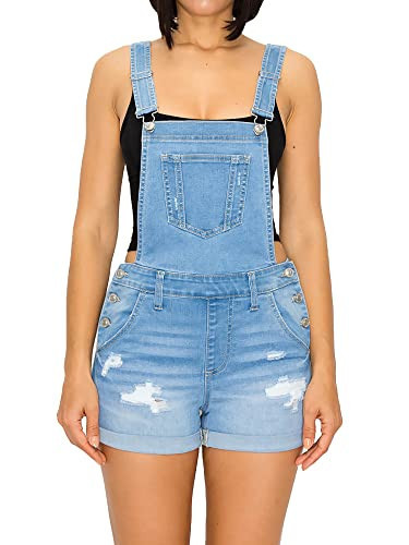 WAX JEAN Women's Denim Overall Shorts, light, m | Amazon (US)