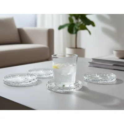 3.9"4-Pack Dublin Crystal Glass Coasters - Barware Coffee Table Decor | Wayfair North America
