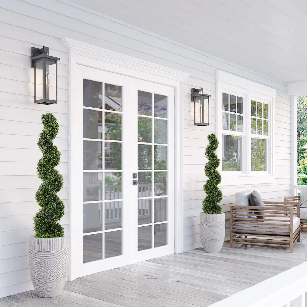 Artificial Potted Spiral Green Boxwood Topiary (Set of 2) | Wayfair North America