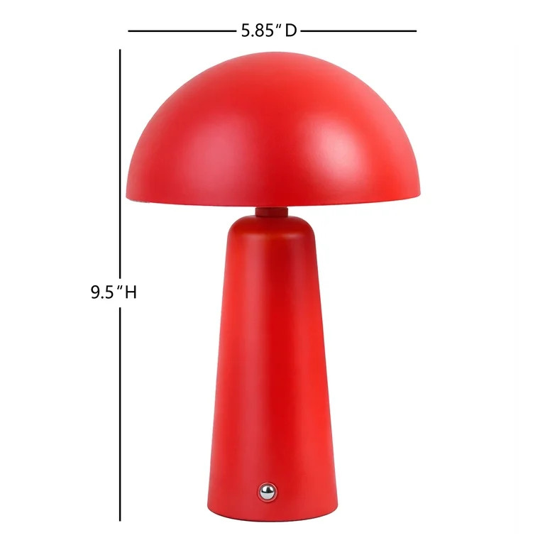 Better Homes & Gardens 9.5" Red Dome Rechargeable LED Portable Lamp with Dimmable Touch Sensor | Walmart (US)
