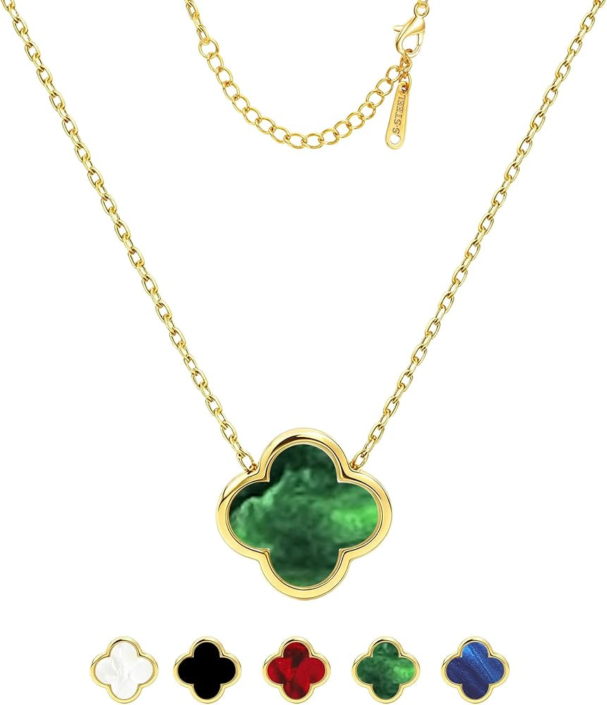 Four Leaf Clover Necklace for Women -18K Gold Plated Stainless Steel Lucky Necklaces, Non-Tarnish... | Amazon (US)