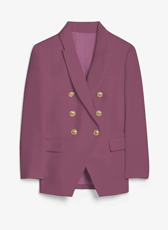 Asvivid Turn Down Collar Double Breasted Houndstooth Blazers Jacket for Women Work Profession Cas... | Amazon (US)