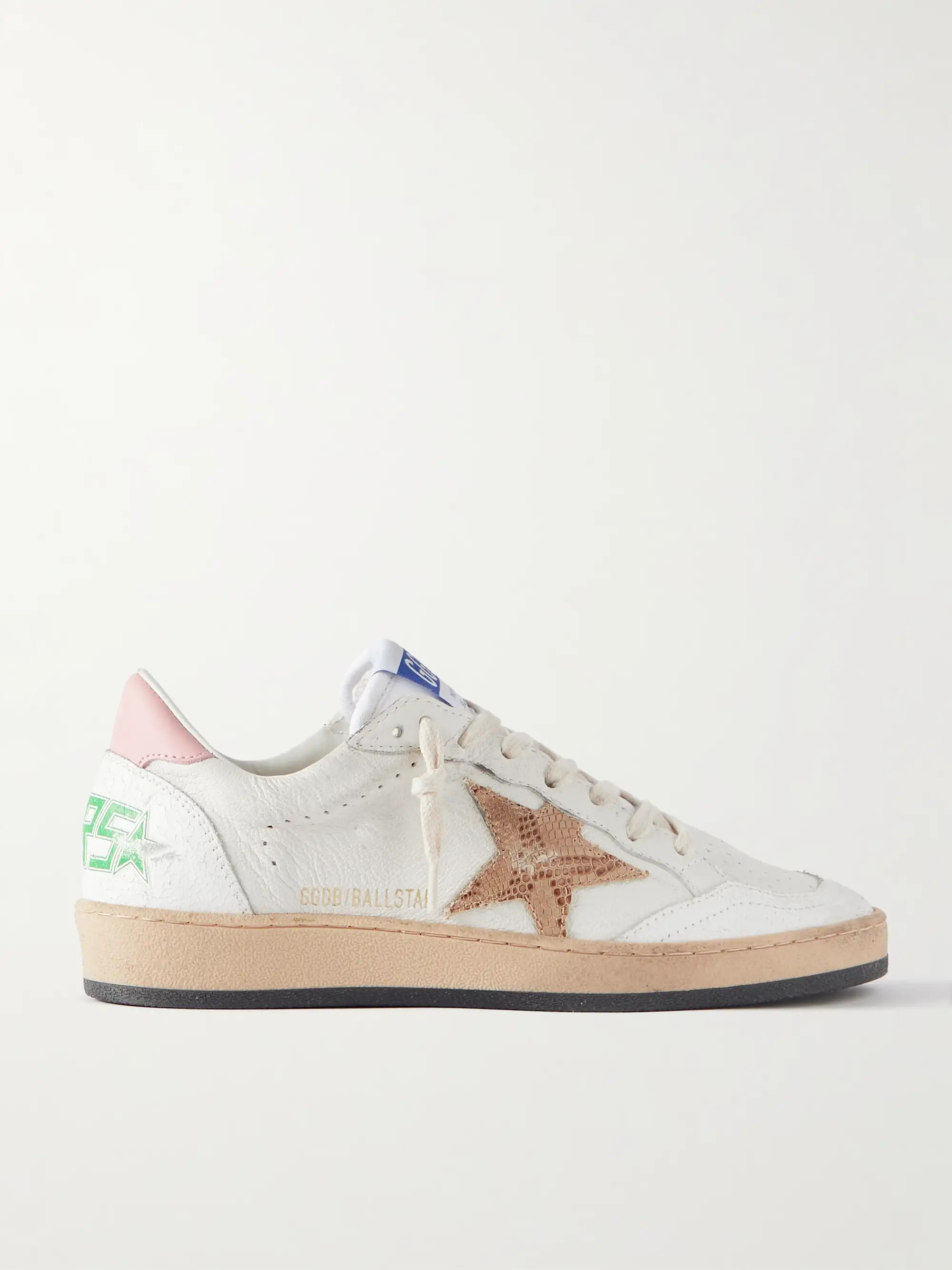 Ball Star distressed snake-effect leather-trimmed leather sneakers | NET-A-PORTER (US)