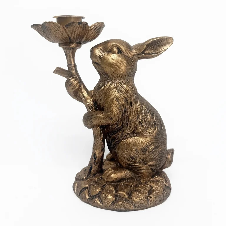 Standing Bunny Taper Candle Holder, Bronze, 6.5", by My Texas House | Walmart (US)