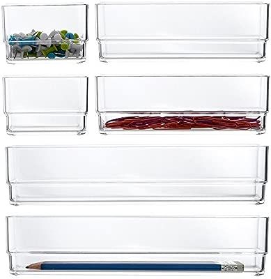 STORi Clear Plastic Vanity and Desk Drawer Organizers | 6 Piece Set | Amazon (US)