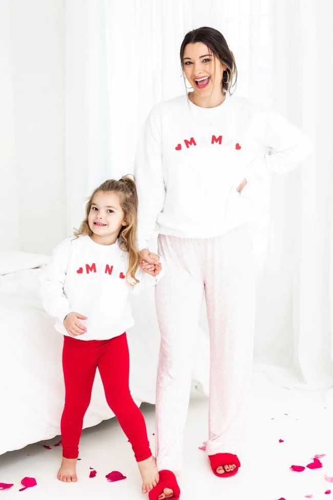 Mini Hearts White Graphic Sweatshirt | The Pink Lily Boutique