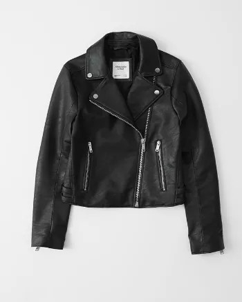 Abercrombie & Fitch Womens The Faux Leather Moto Jacket in Black - Size M | Abercrombie & Fitch US & UK