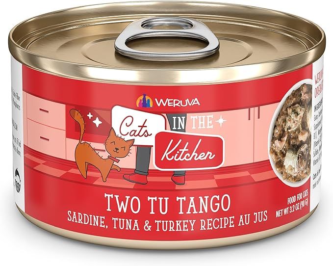 Weruva Cats in The Kitchen, Two Tu Tango with Sardine, Tuna & Turkey Au Jus Cat Food, 3.2oz Can (... | Amazon (US)