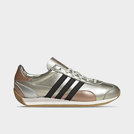 adidas Women's Originals Country OG Casual Shoes in Silver Metallic/Gold Metallic/Core Black Size: 9.5 | Finish Line (US)
